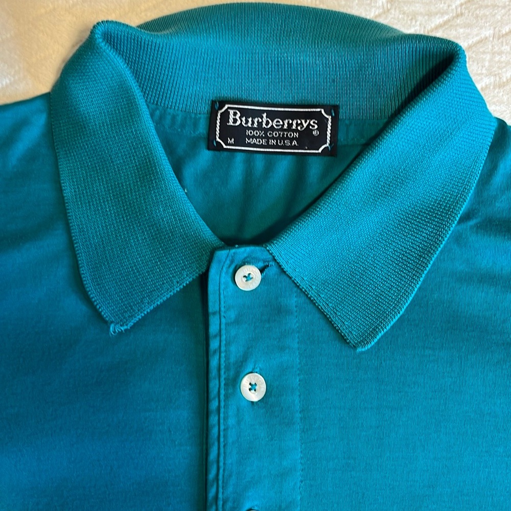 Burberry Blue Polo Shirt Premium Cotton Casual Fit, M